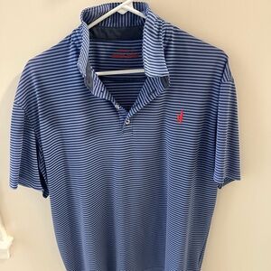 johnnie-O Navy and White Striped Polo Shirt